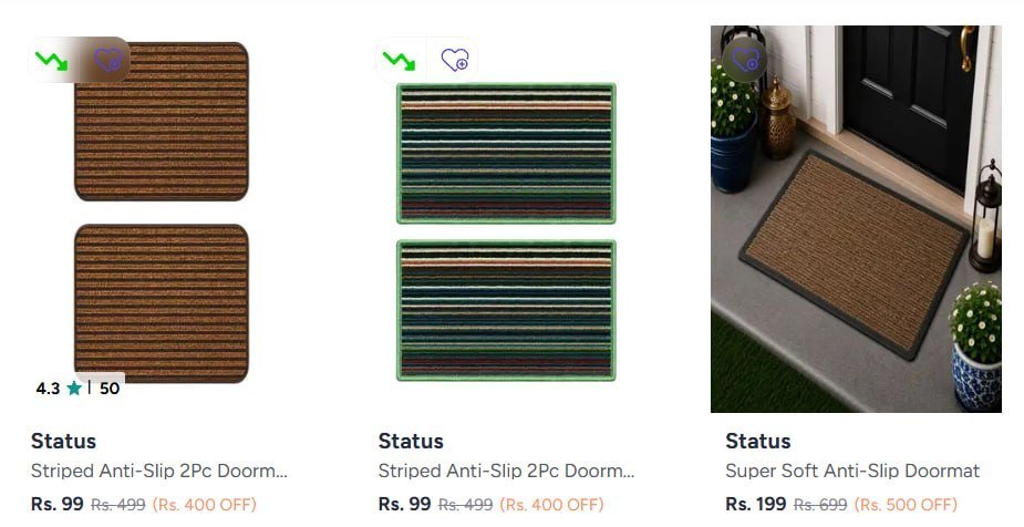 Myntra Newly Launched Doormats Starting 89 Min 60 
