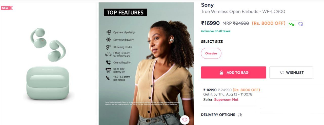 Myntra Newly Launched Sony Link Buds At Rs 13