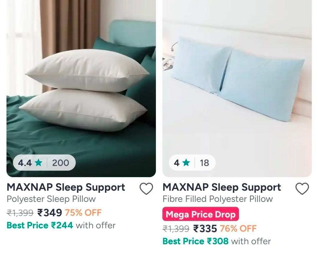 Myntra Pack Of 2 Pillows Starting 349