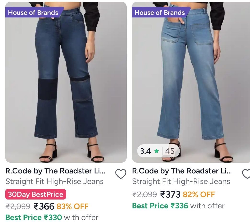 Myntra Roadster Jeans Starts 366women Men