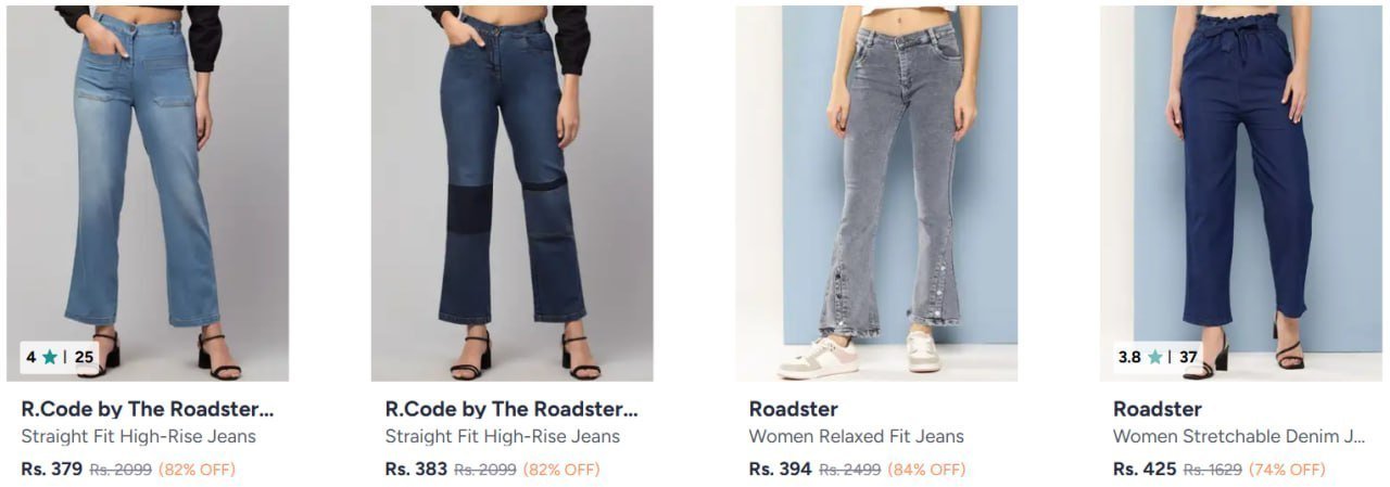 Myntra Roadster Jeans Starts 379 Men S Women 