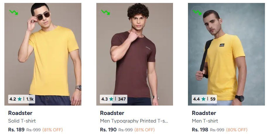Myntra Roadster Tshirts Min 80