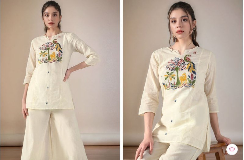 Myntra Sangria Women Embroidered Monochrome T