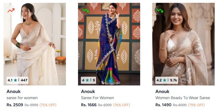 Myntra Sarees - Min 60 Kurta Sets Min 70 Kurt