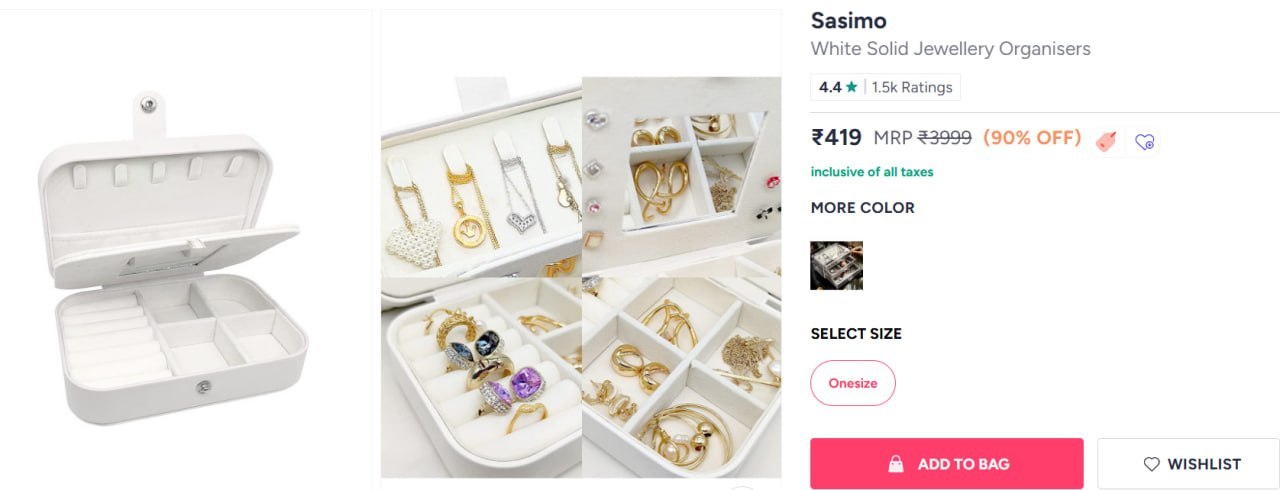Myntra Sasimo Premium Jewellery Organiser At 90 Of
