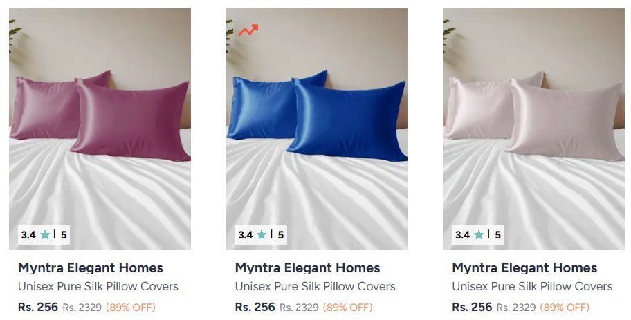 Myntra Satin Pillow Cover Starting At 256 - A