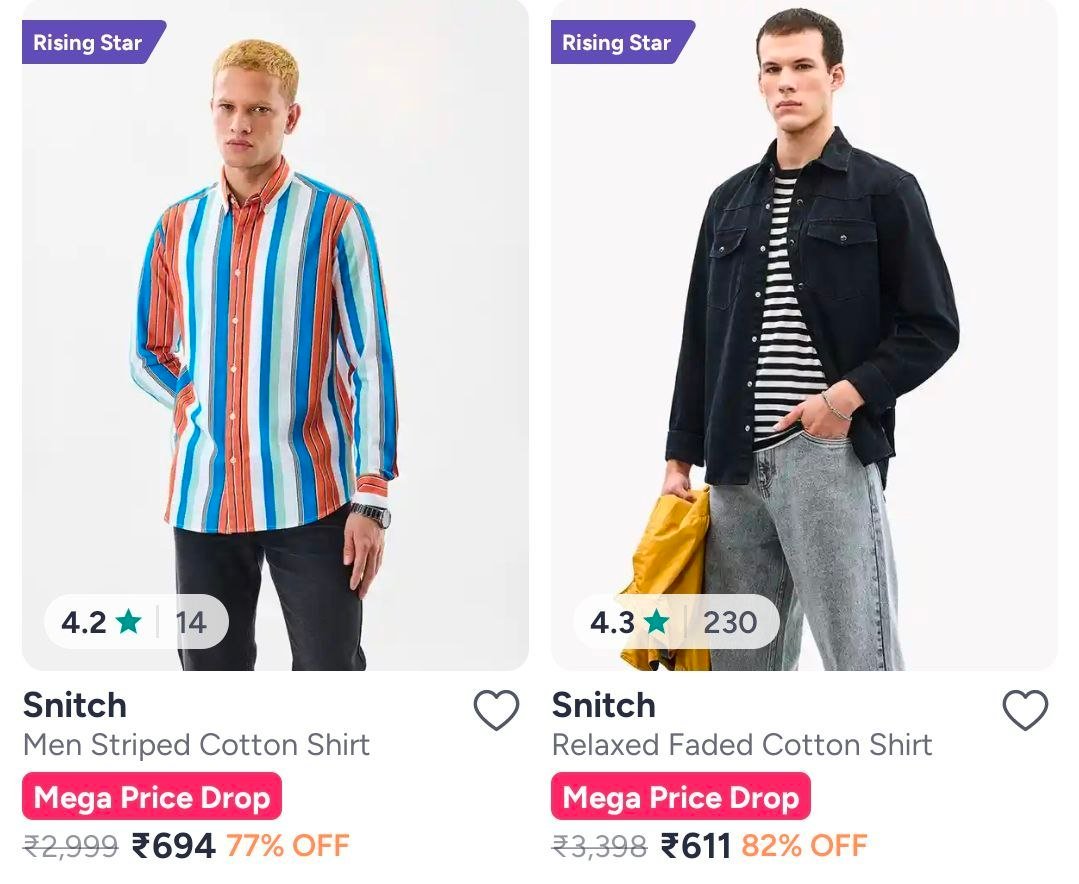 Myntra Snitch Men S Clothing - Up To 82