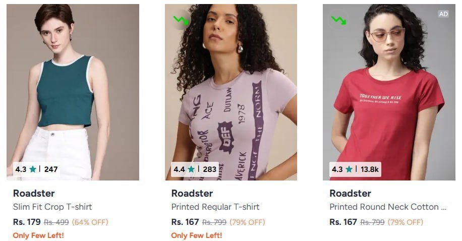 Myntra T-shirts Topsunder 199head-turning Sty