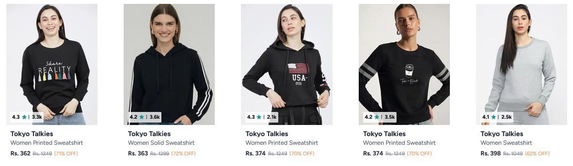 Myntra Tokyo Talkies Sweatshirts Sale Starting Fro