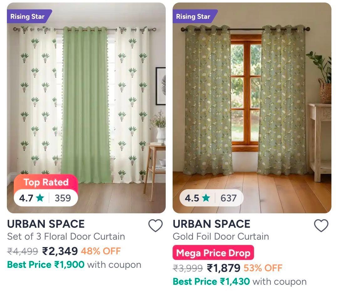 Myntra Urban Space Premium Cotton Curtain Sets Min