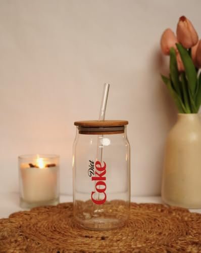 Najarat Diet Coke Glass Tumbler Mug With Stra