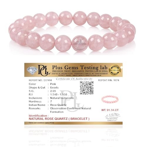 Natural Rose Quartz Bracelet For Men Women - 8mm Lab Certified Authentic