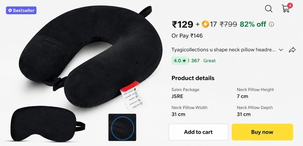 Neck Pillow Eye Mask Combo 146