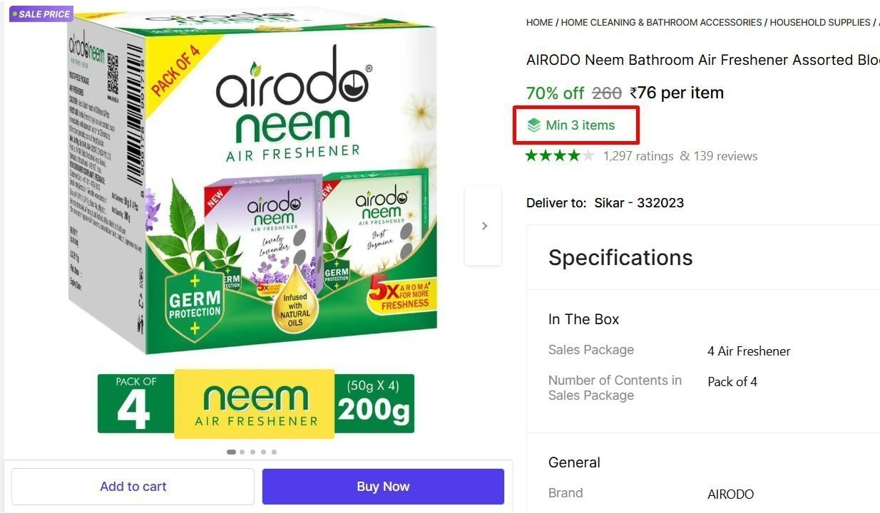 Neem Bathroom Air Freshener Pack Of 4 76