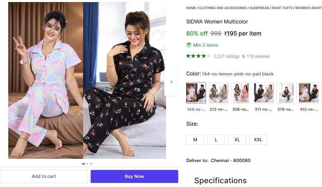 Night Dress 195 Min Buy - 2