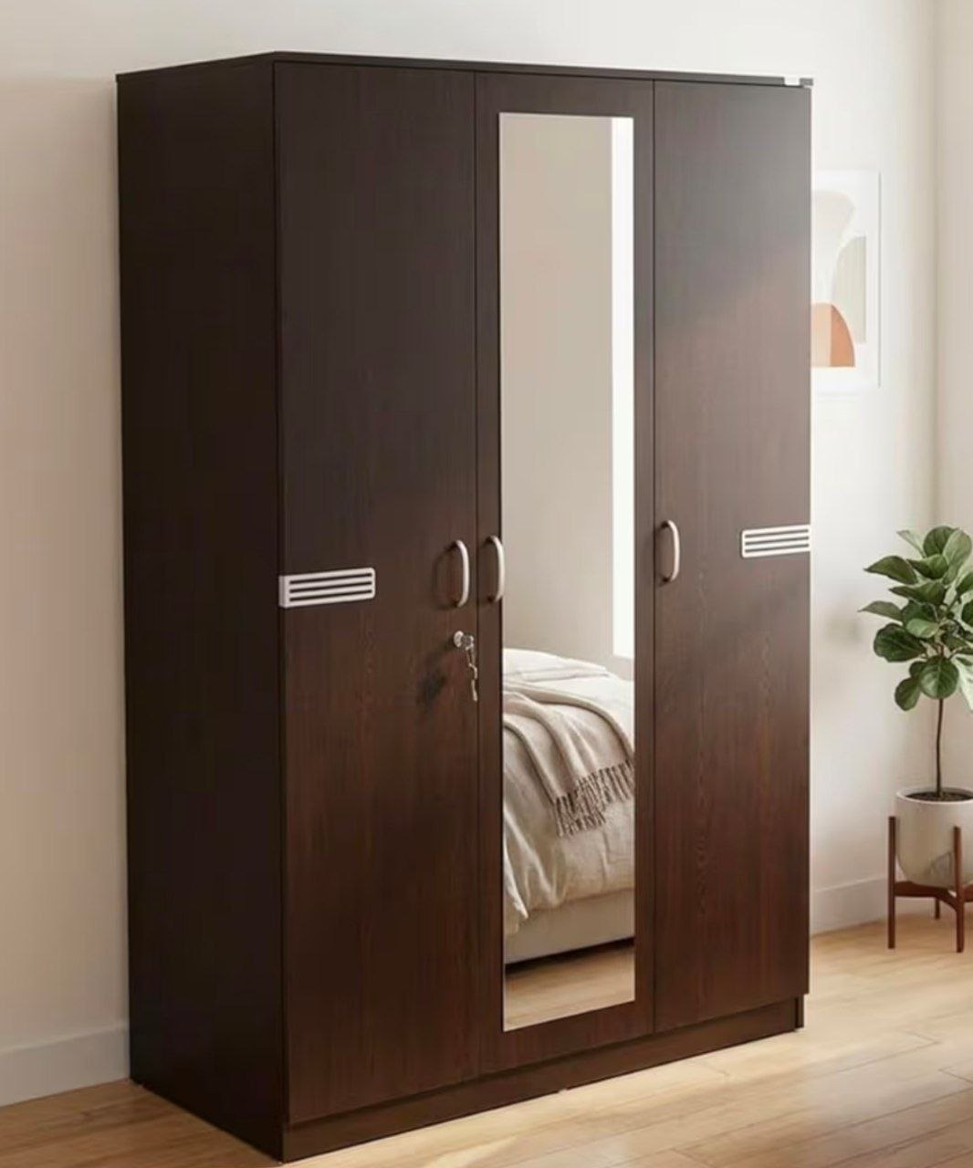 Nilkamal 3 Door Wooden Wardrobe With Mirror 1