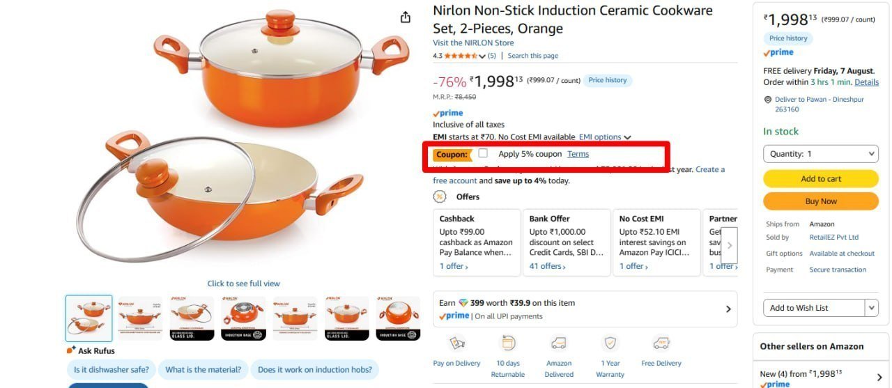 Nirlon Non-stick Induction Cookware Set 2 Pcs