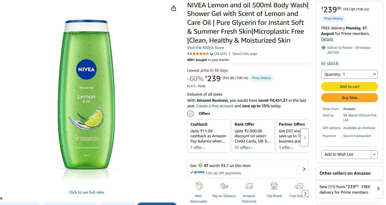 Nivea Body Wash 500ml 239