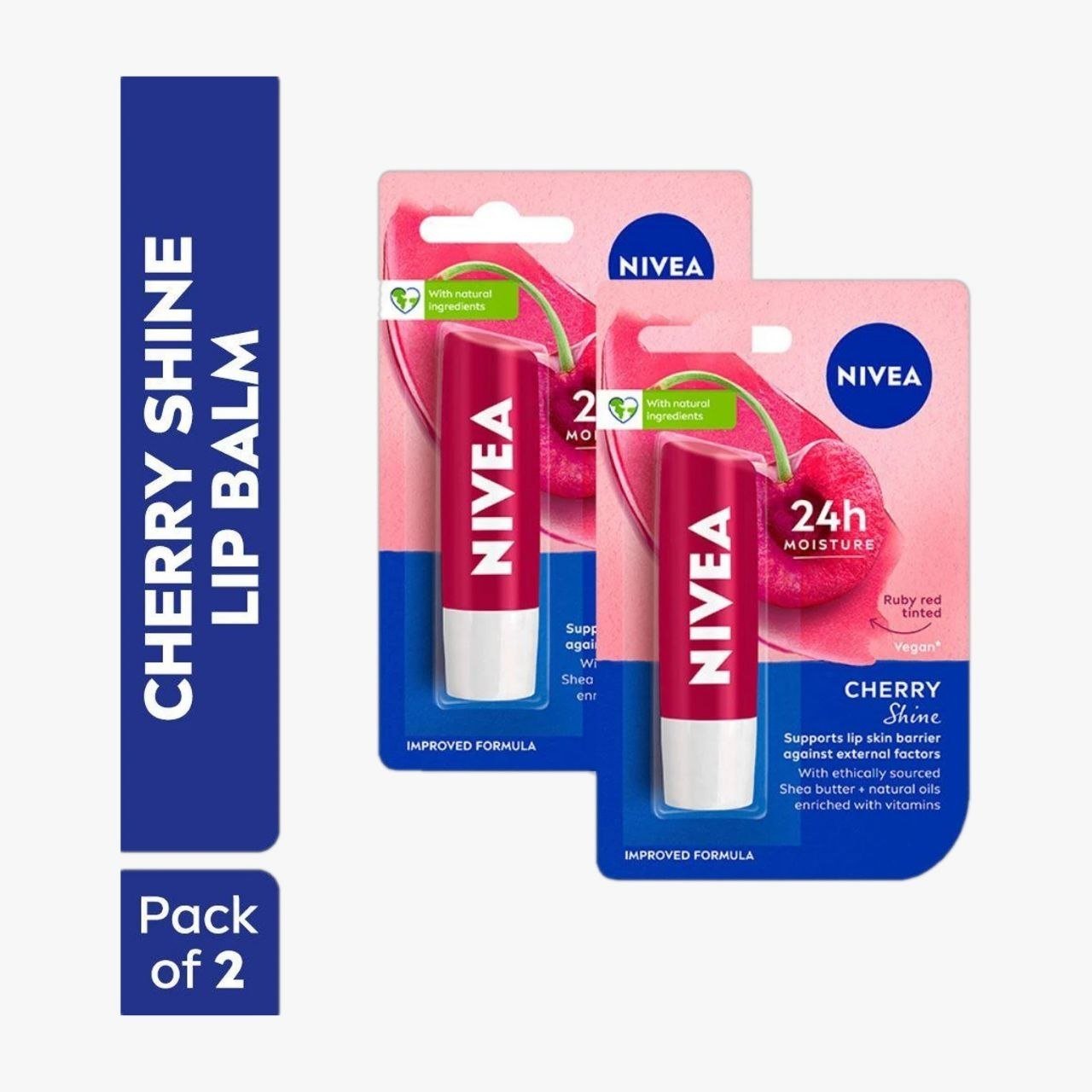 Nivea Fruity Shine Lip Balm Cherry (pack Of 2 9 6 