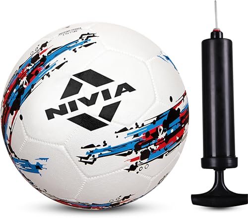 Nivia Storm White Moulded Football With Ball Pump 