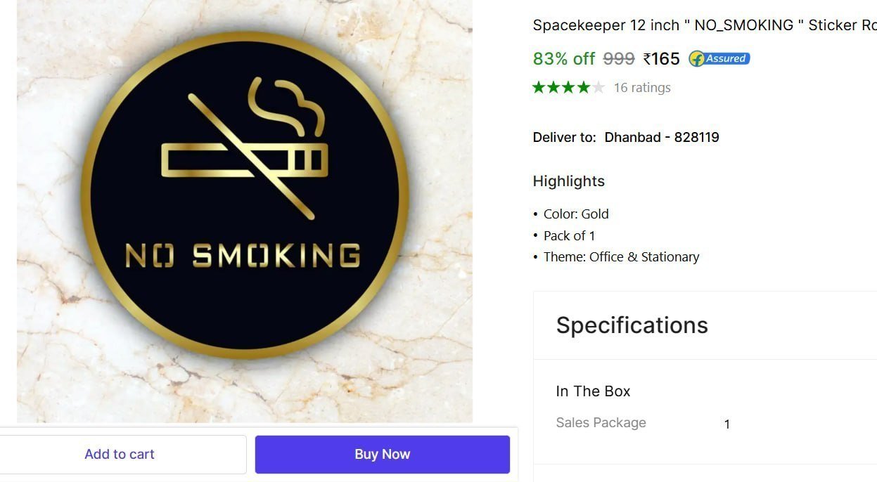 No Smoking Sticker 165