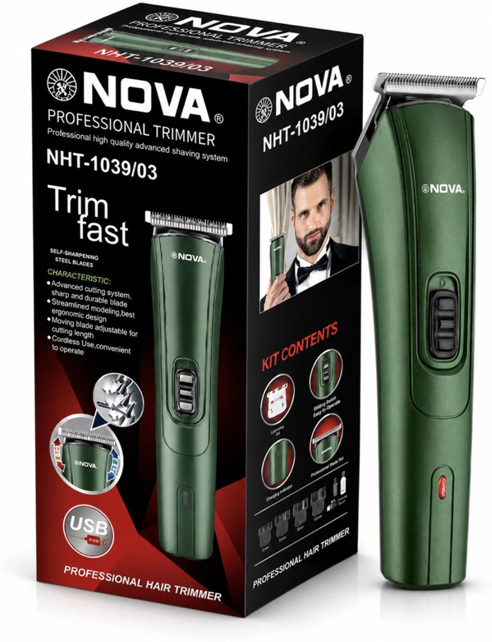 Nova Nht 1039 03 Usb Trimmer 45 Min Runtime 5 Length Settings