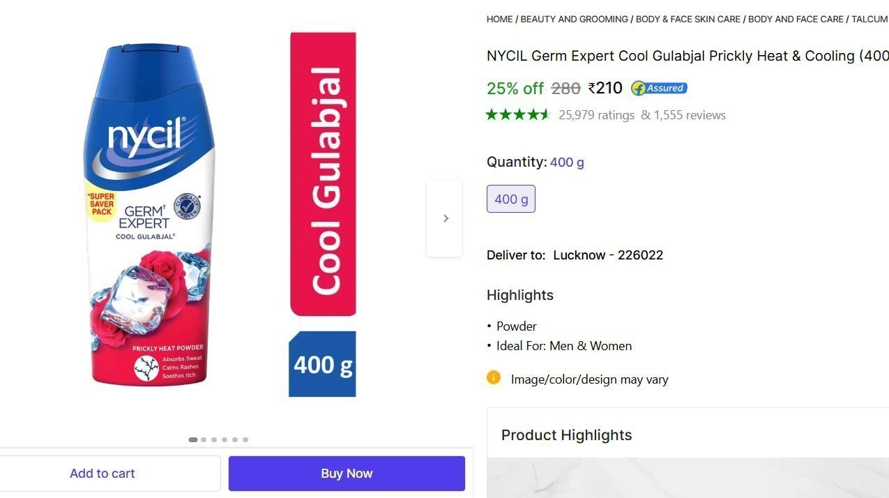 Nycil Gulabjal Prickly Heat Cooling Powder (4