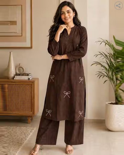 Nyrika Women Embroidered Straight Kurta Palazzos S