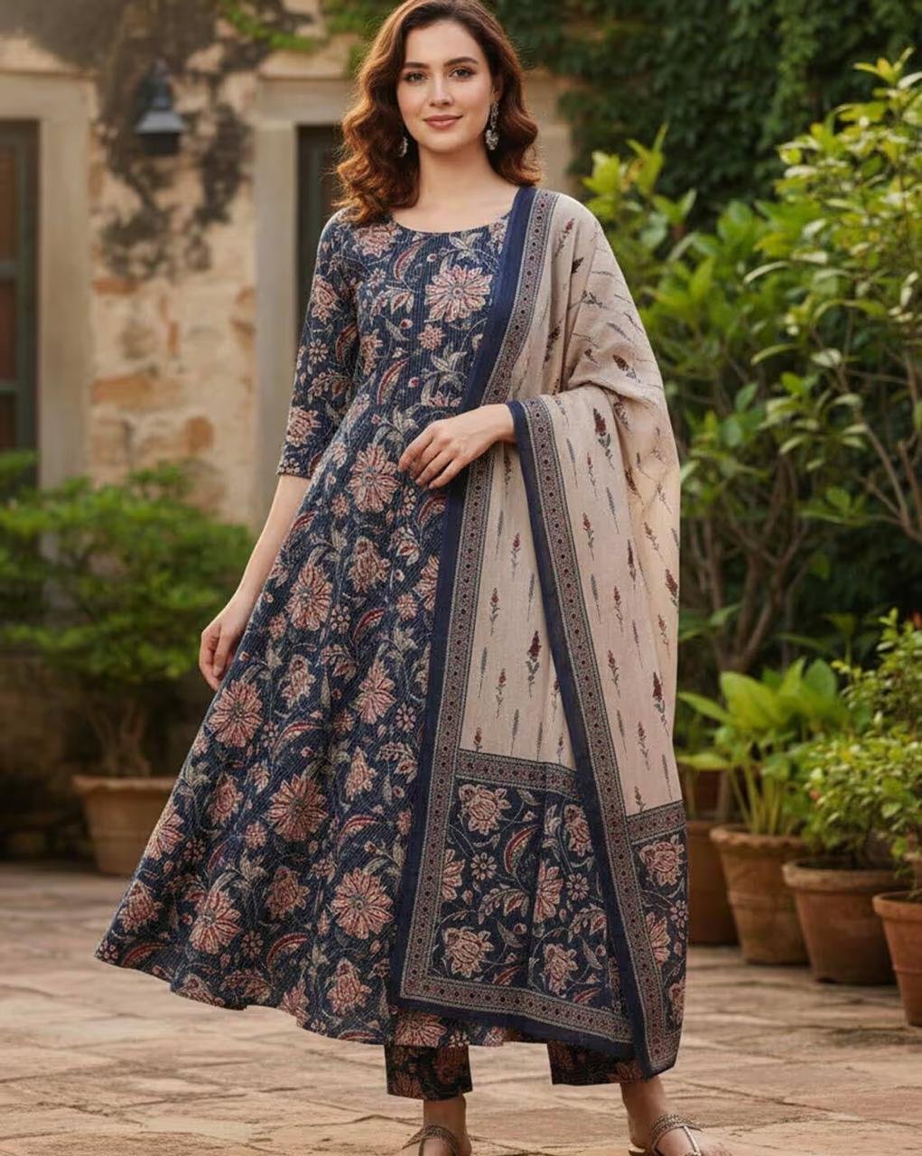 Nyrika Women Floral Printed Anarkali Kurta Set 633