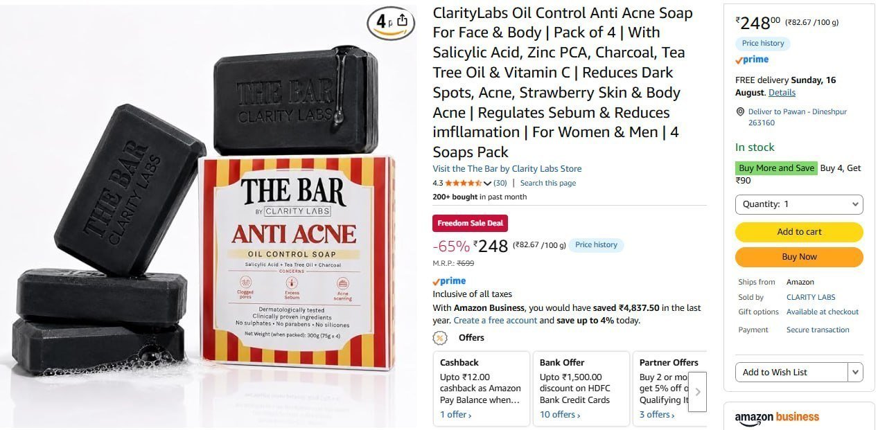 Oil Control Anti Acne Soap (pack Of 4) 248
