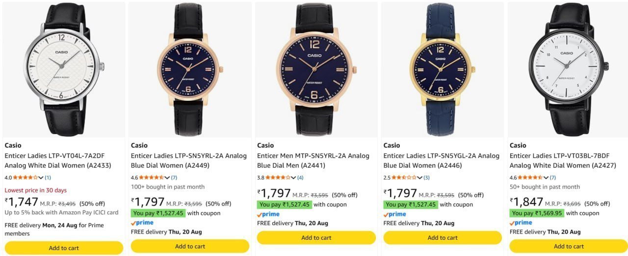 On Casio Watches