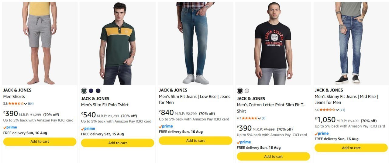 On Jack Jones Clothing 70-83 On Spykar Clothi