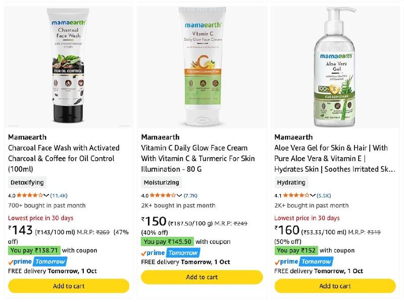 On Mamaearth Products