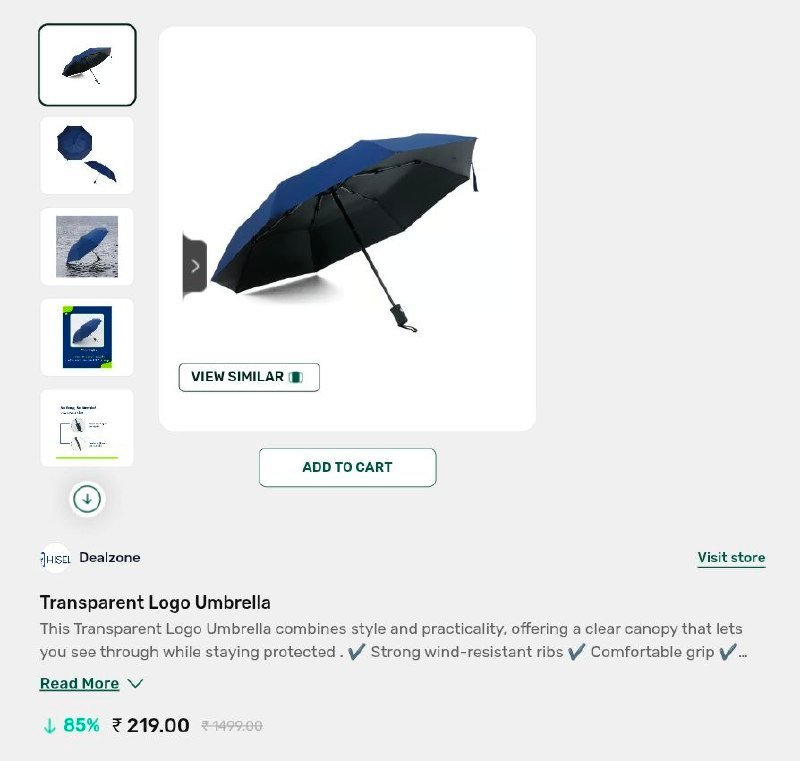 Ondc Monsoon Steal Transparent Logo Umbrella 