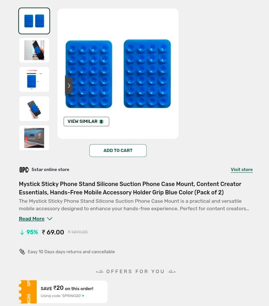 Ondc Mystick Sticky Phone Stand Silicone Suction P