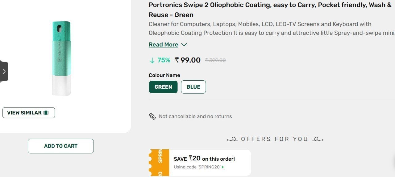 Ondc Portronics Swipe 2 Oliophobic Coating Po