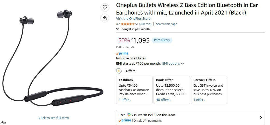 Oneplus Bullets Wireless Z 1095