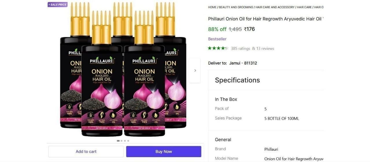 Onion Hair Oil (500 Ml) 176