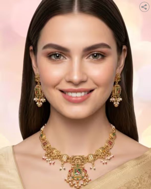 Oomph Rajwadi Ghungroo Kashmiri Necklace Set 619 M