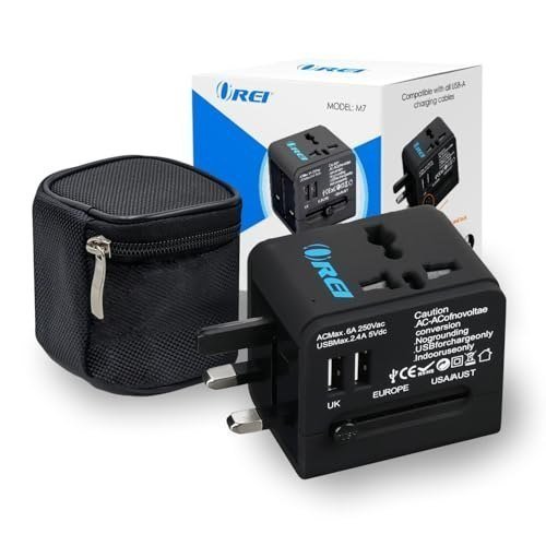 Orei Universal Travel Adapter With 2 Usb Ports 3 I