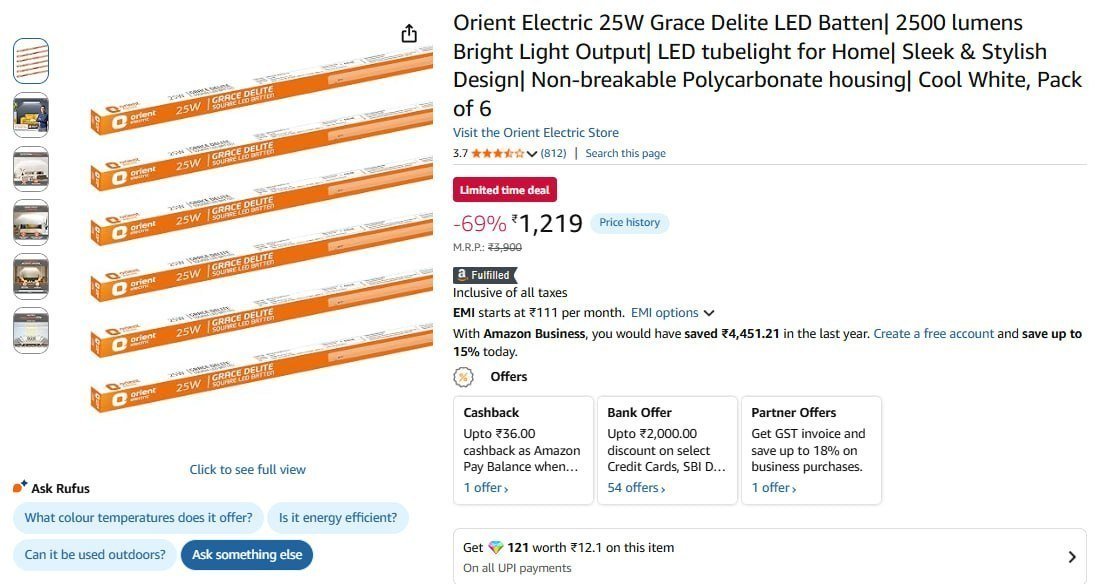 Orient Electric 25w Grace Delite Led Batten P