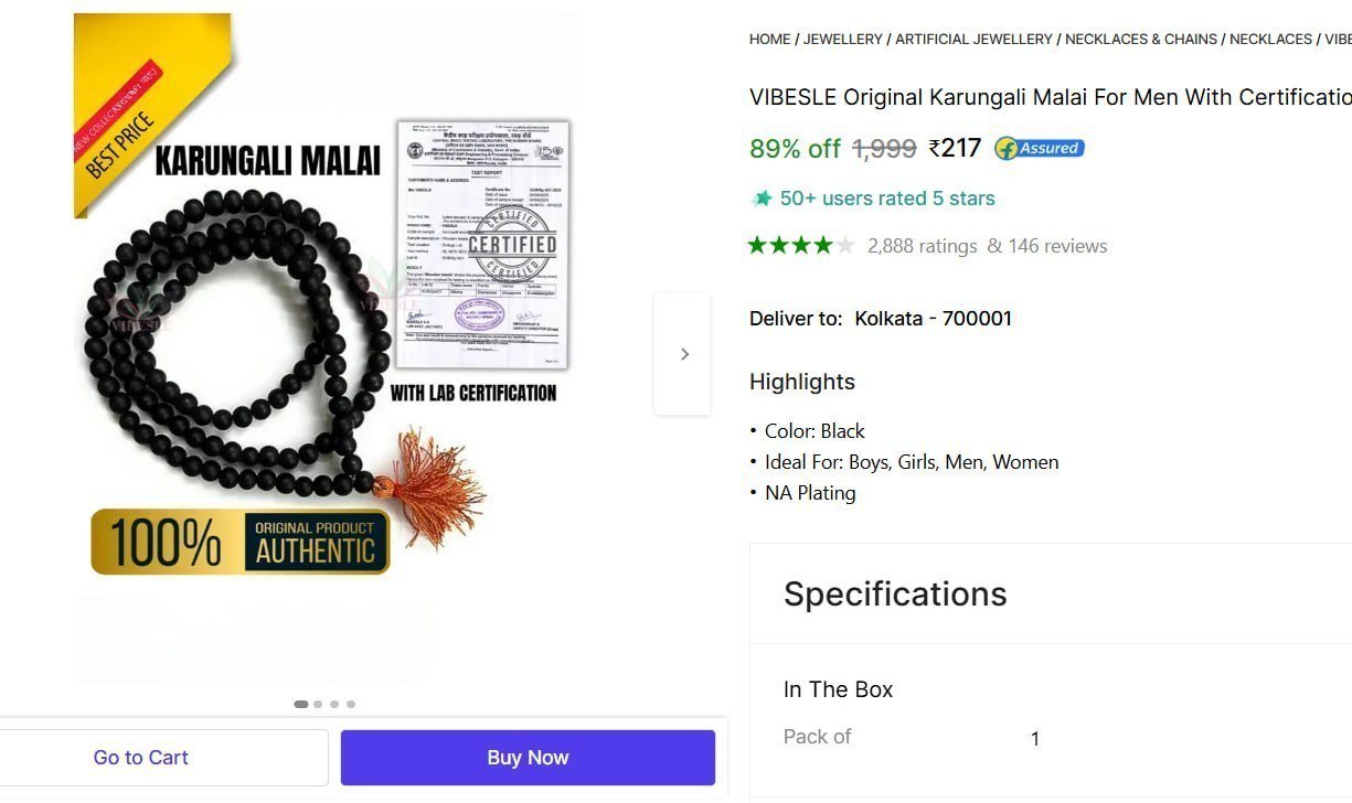 Original Karungali Malai For Men With Certificatio