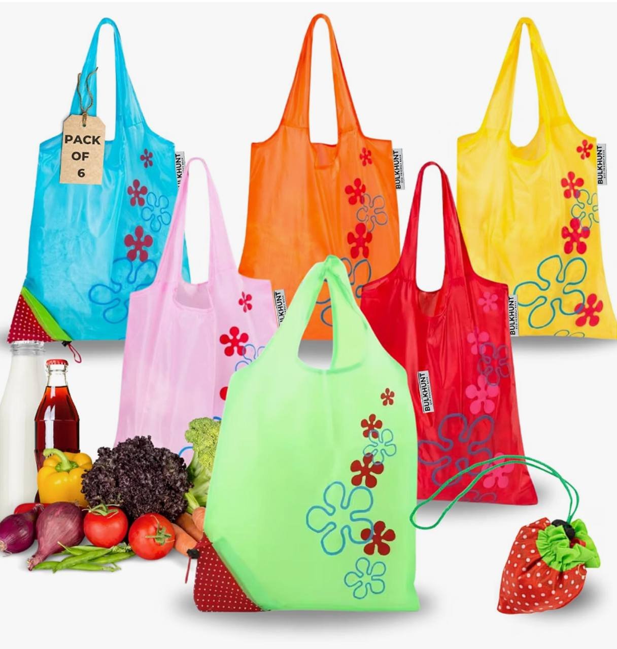 Oytra Foldable Shopping Bag Set Of 6 Reusable