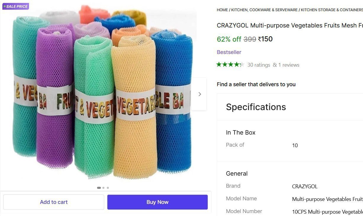 Pack Of 10 Grocery Bags (multicolor) 150