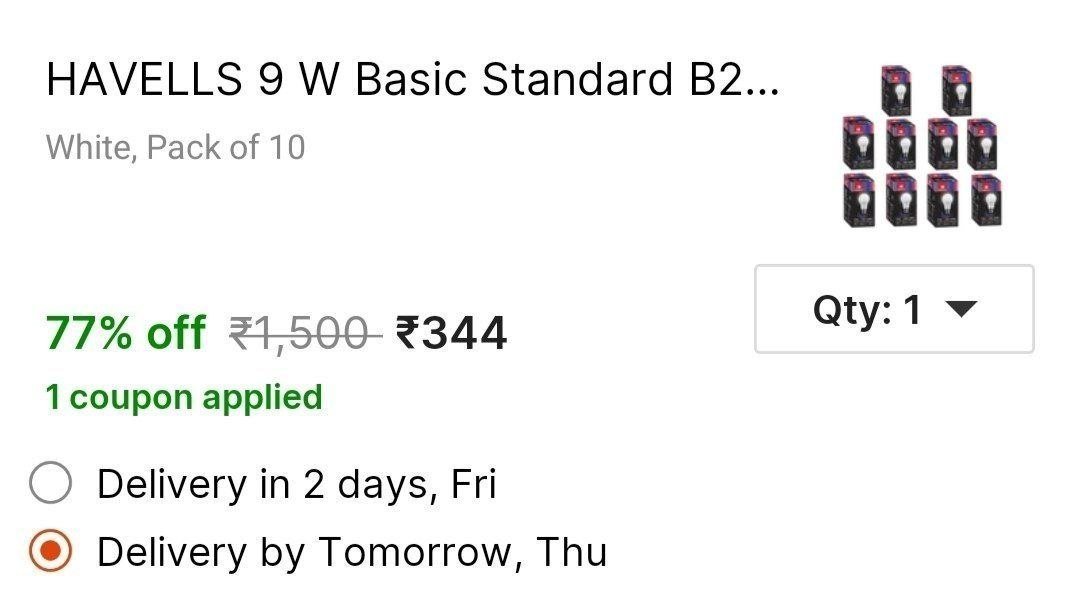 Pack Of 10 Havells Led Bulb 344 34 Per Pcs Pa