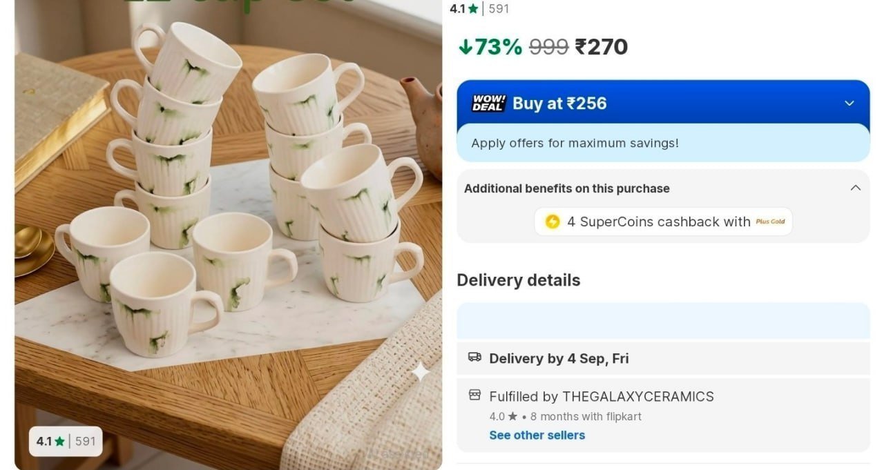 Pack Of 12 Ceramic Cups 270