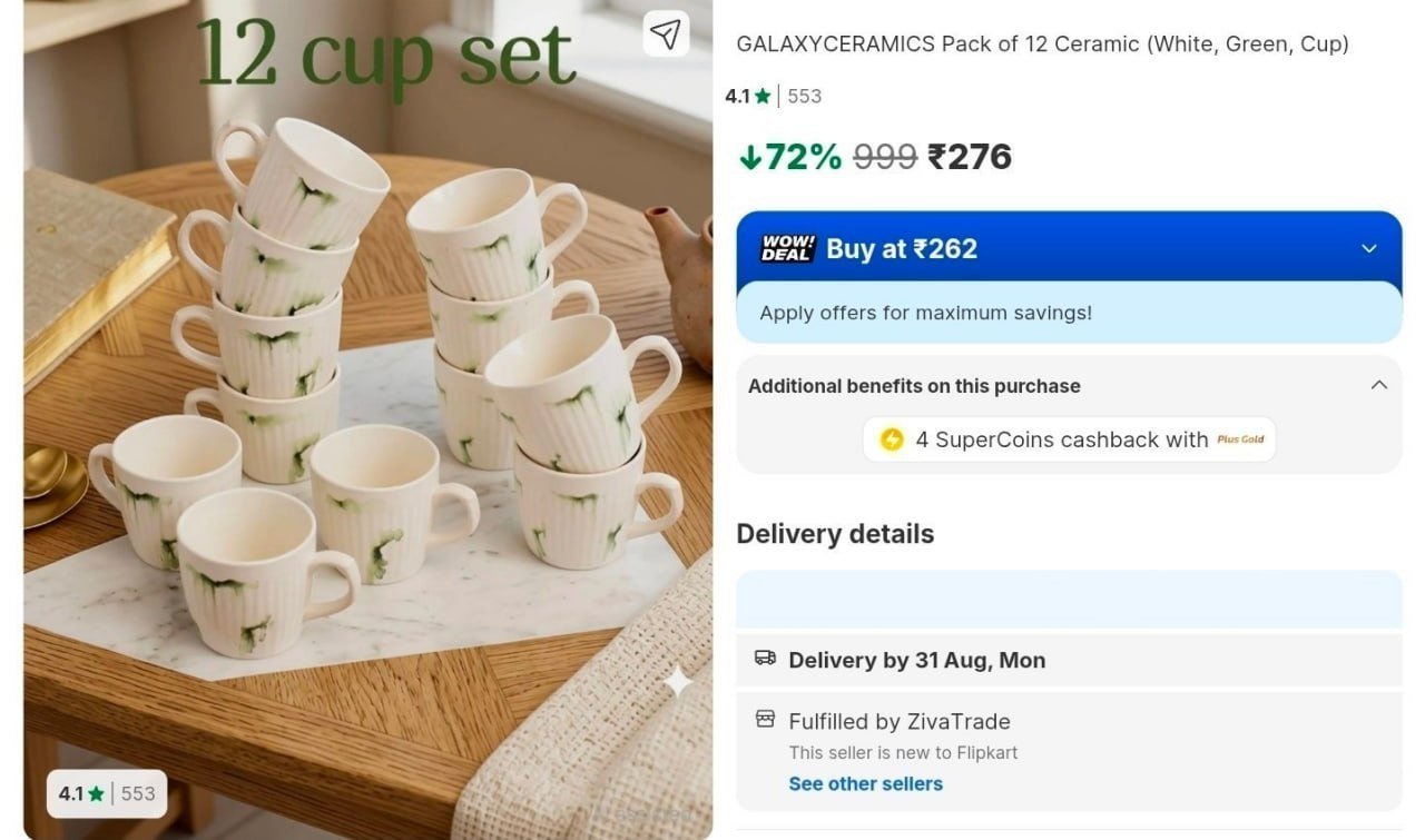 Pack Of 12 Ceramic Cups 276