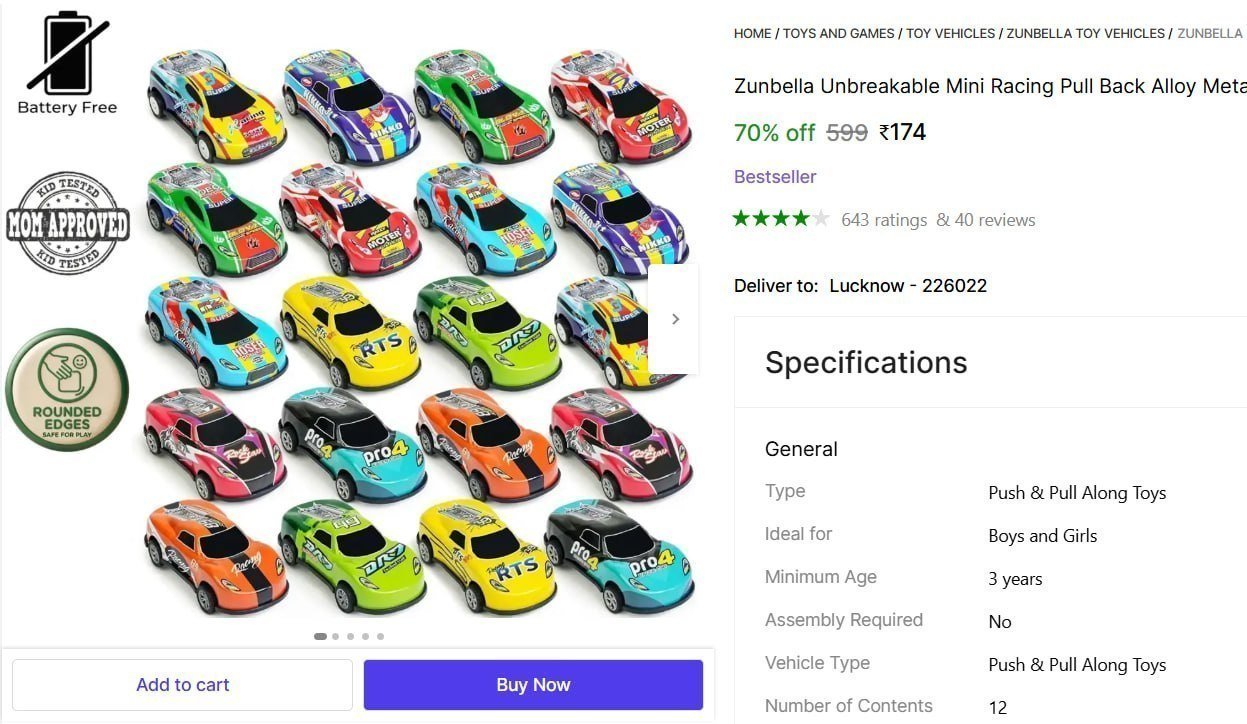 (pack Of 12) Mini Racing Pull Back Diecast Ca
