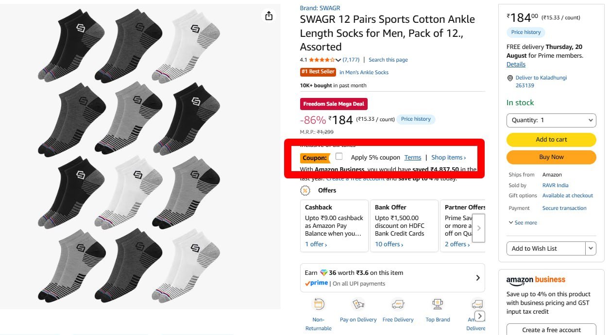 Pack Of 12 Pair Socks 5