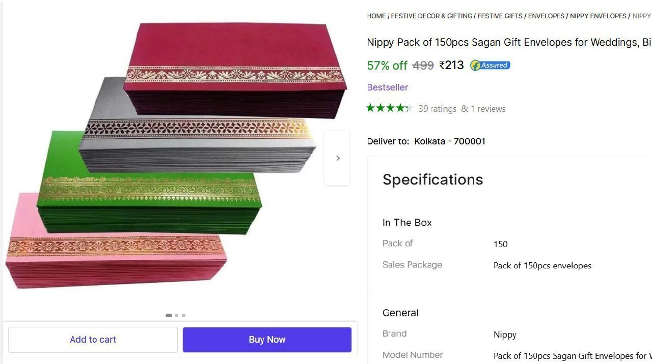 Pack Of 150 Pcs Sagan Gift Envelopes 213